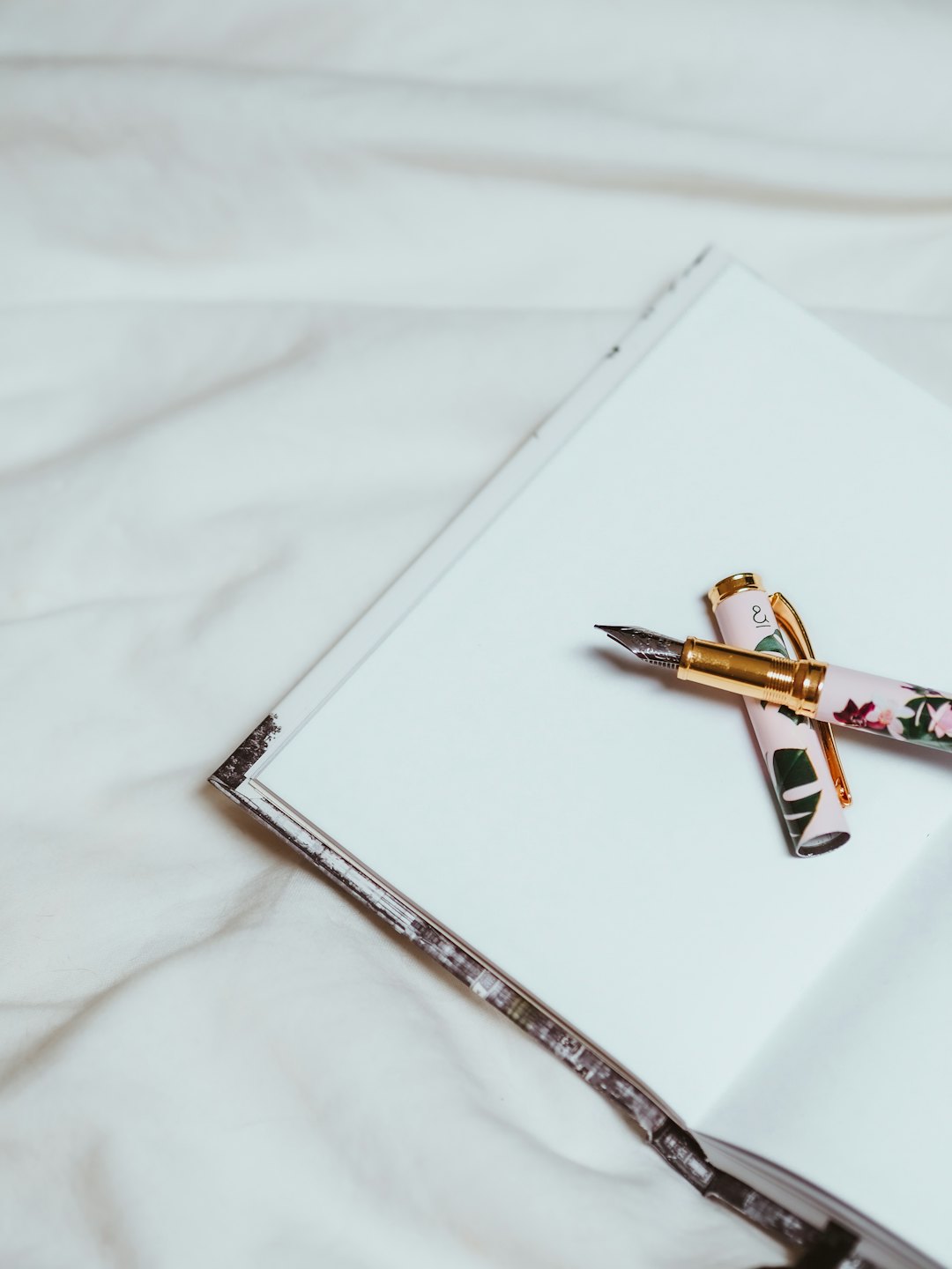 Penna stilografica decorativa su una pagina di taccuino.