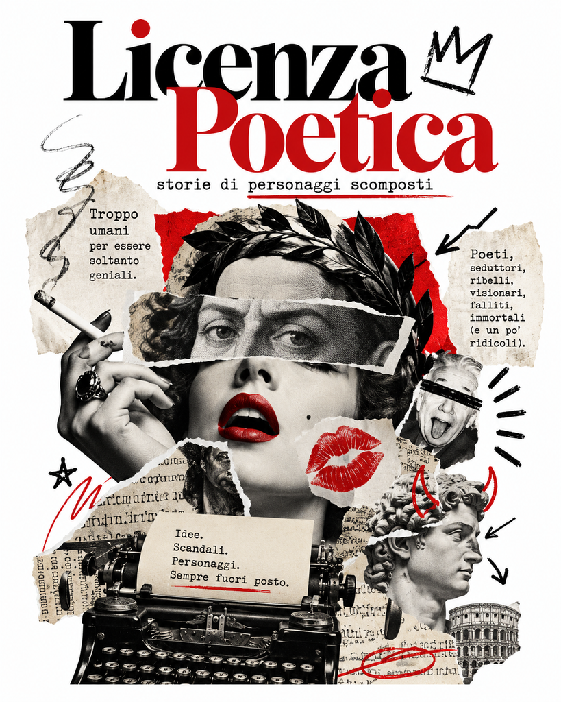 Licenza Poetica, collage satirico di personaggi della letteratura, della storia e dell'arte